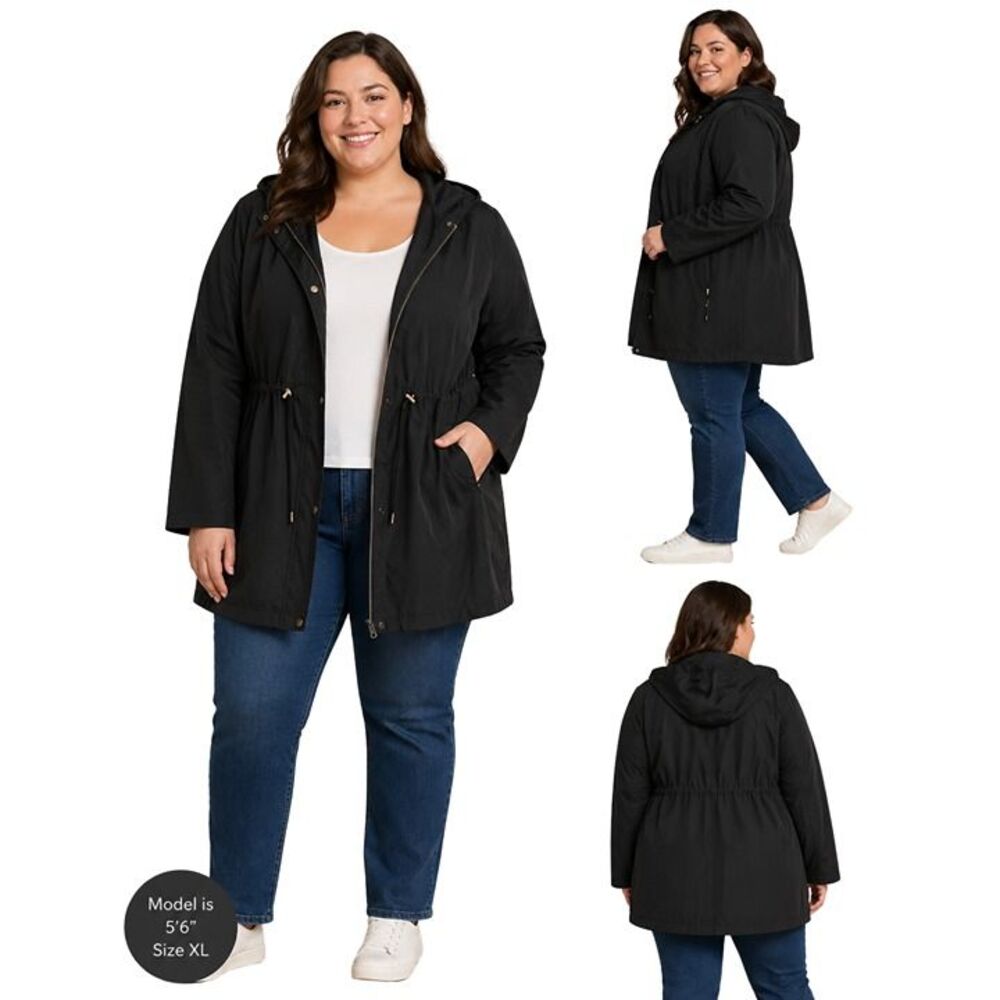 Black Hooded Utility Jacket – Size L